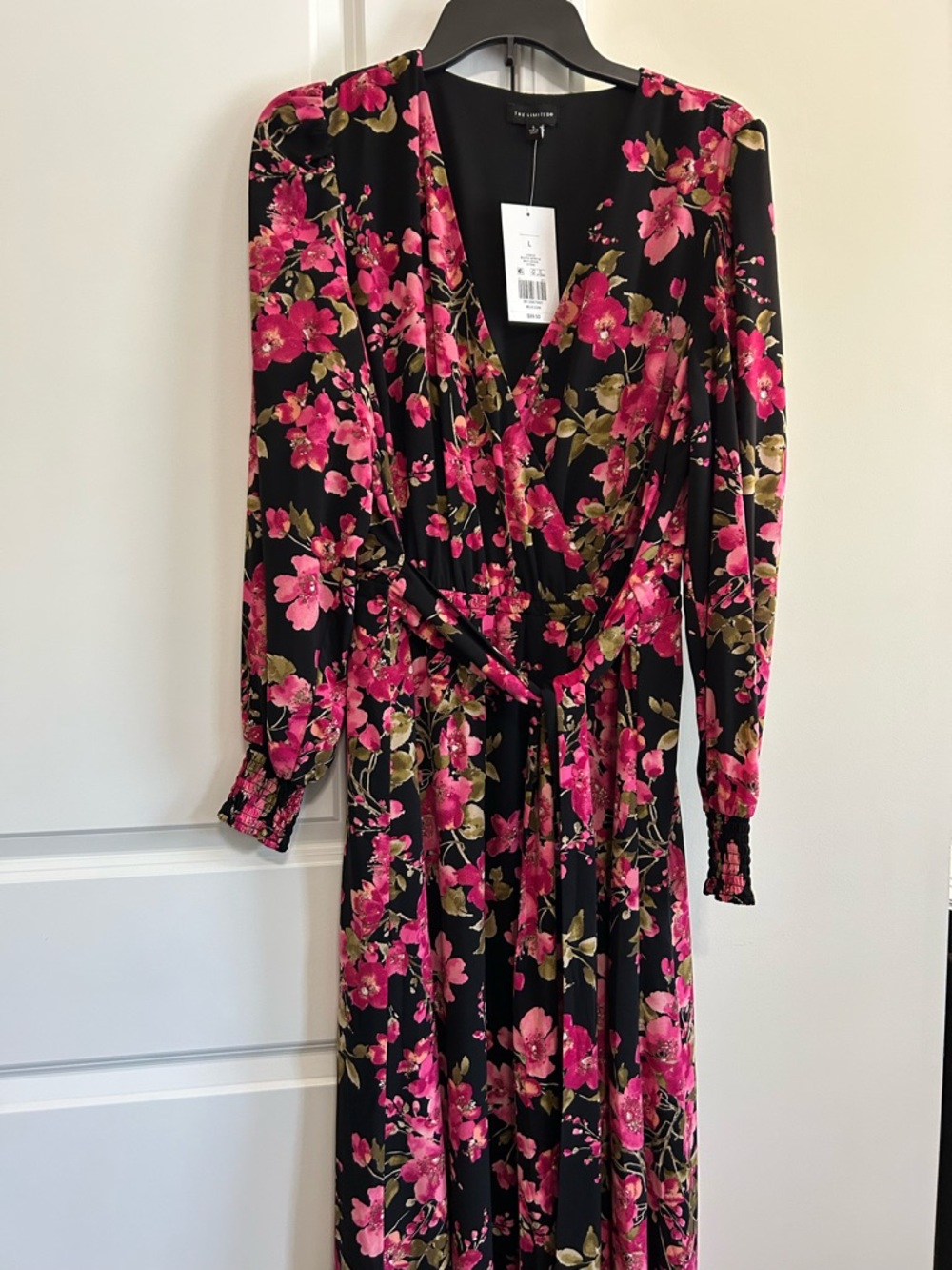 The Limited Black Maxi Dress with Pink Floral Print